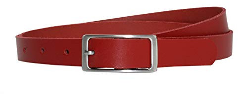 Vascavi Ledergürtel, 2 cm breit, Made in Germany, echt Leder Gürtel für Damen, als Hüftgürtel, kürzbar (115 cm Gesamtlänge 125 cm, Rot)
