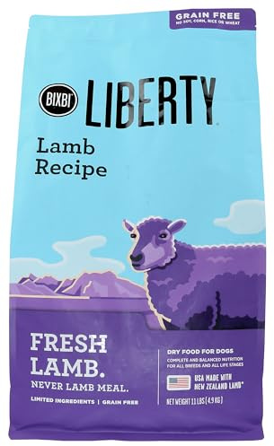 BIXBI Liberty Grain-Free Dry Dog Food, Lamb Recipe – Fresh Meat, High Protein, No Meat Meals – USA Made, 11 lbs