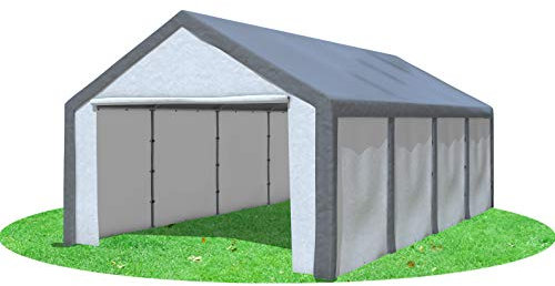 Stabilezelte Partyzelt 4x8 m Modular Pro PE 240 g/m² wasserdicht inkl. Seiten Festzelt Gartenzelt Grau Weiss