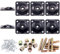 Glarks Lot de 8 plaques de montage plates noires pour pieds de meubles, 4 plaques plates et 4 plaques de fixation pour pieds de 12 degrés avec 40 boulons de suspension de 1,6 cm pour meubles, canapés,