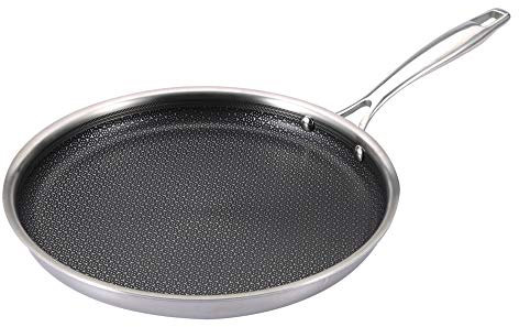 MasterPro Hi-Tech 3 | Pfanne Antihaftbeschichtet 28 cm | Edelstahl | Speziell für Crepes | 3-Fache Beschichtung | Küchenutensilien | Für Alle Herdarten Geeignet