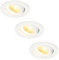 HOFTRONIC - 3er LED Einbaustrahler 230V Weiß IP44 Wasserdicht Dimmbar Schwenkbar 2700K Extra Warmweiß 3x8W 3x650 Lumen Bad Einbauleuchte Einbauspot für innenbereich und Außenbereich