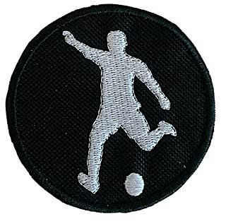 Smartbadge® Aufnäher / Bügelbild, Motiv: Fußballspieler-Silhouette, bestickt