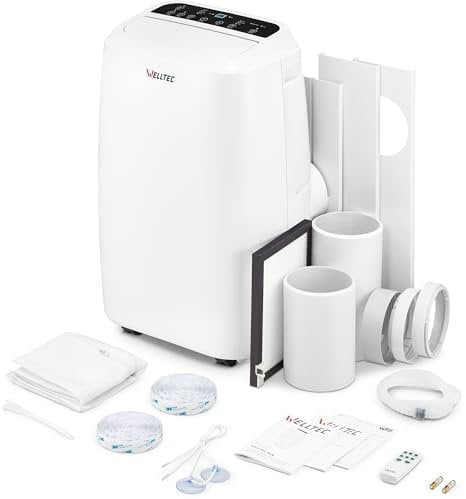 Welltec ACN18 Mobile Klimaanlage | 5in1 Klimagerät: Kühlung, Heizung, Entfeuchtung, Belüftung, Luftreinigung | 18.000 BTU | max. 100 m² | WiFi | reichhaltiges Zubehörset | 5 Jahre Garantie