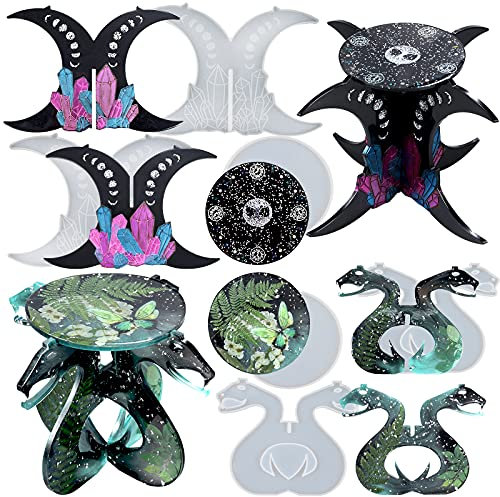 FUNSHOWCASE Molde de silicona para mesa redonda de altar de bruja, molde de silicona para fundición de resina epoxi, paquete de 6 unidades