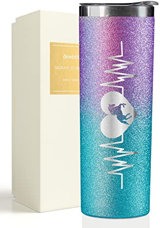 Pferde geschenke für Mädchen, Frauen, Pferdeliebhaber, Wasserbecher mit Deckel und Strohhalmen, Reitgeschenke für Reiter zum Geburtstag, Weihnachten, 590 ML, Echte Mädchen Reiten, Violett-Blau