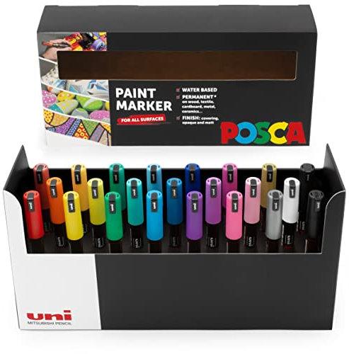 Posca Farbmarker, Kunststifte, 1,8–2,5 mm, Schreibtisch-Geschenk-Set (PC-1MR Schreibtisch-Set, 23 Stück)