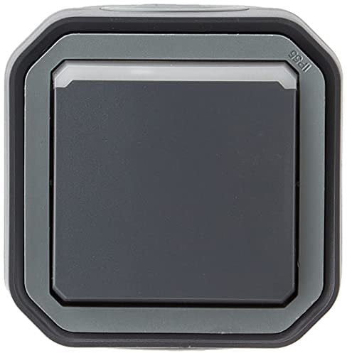 Legrand - Pulsador luminoso impermeable Plexo 10A viene completo con luz indicadora para montaje en antracita