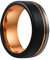 COPAUL 8 mm schwarze Schleife Wolfram-Linie Ring graviert Silber Rose Gold gerillt Ehering Ringe für Männer Frauen Größe 52 (16,6)