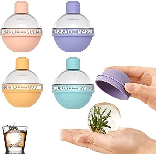 Light Bulbs Ice Molds,Silicone Ice Cube Molds,Creative Light Bulbs Ice Molds Reusable Ice Ball Maker Whiskey Ice Mold,2.5 Inches Sphere Ice Mold for Whiskey and Cocktails (Mixed 4 Pcs)