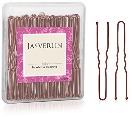 JASVERLIN U-förmige Bobby Pins Haar braun, Bun Haarnadeln für Frauen Styling lange große Metall Updo Ballett Tanz Zubehör 2,4 Zoll