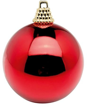 Deco Woerner Glänzende, rote Weihnachtskugeln aus Plastik, 6 cm Ø - 24 Stück