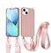 vrupin kompatibel mit iPhone 14 Handykette Hülle,[2 Stück Schutzfolie 9H Härte Gehärtete Folie].Necklace Hülle Nylon Schultergurt Weich Flüssiges Silikon-Lotus Farbe