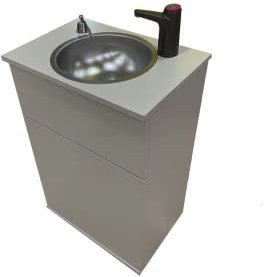 Mobiles Handwaschbecken Biggrey Waschbecken mit Seifenspender Batterie betriebener Wasserhahn Grau