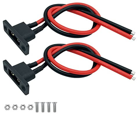 Nuofany Amass XT90E-M Stecker Batteriestecker Montierbares Pigtail Kabel, XT90 Panel Mount Stecker mit 30 cm Kabel für RC Lipo Batterie FPV Racing Flugzeug-Drohne (XT90E-M) 2 Stück