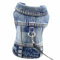 feiling Jeans Hundejacke mit Metallhake für Hundeleine, Denim Hundemantel Outfit Hundekleidung Haustier Weste für Welpen,Kleine, Mittlere Hunde (Blau, XS)