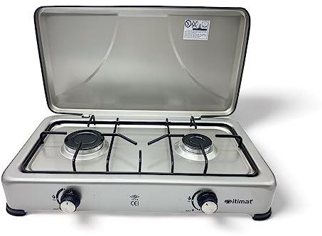 2 Flamme Tragbarer Gasherd, Gasherd, Campingkocher für LPG-Gasflaschen und Propangas, für den Innen- und Außenbereich, 2,5 kW