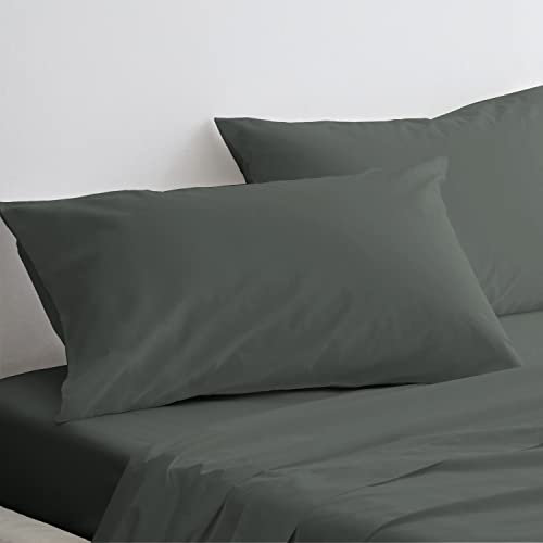 Pizuna Luxuriöser Soft-Satin 2er Pack Kissenbezug 70 x 90 cm Dunkelgrau, 800 Fadenzahl Baumwolle Kissenbezüge, 100% Langstapel Baumwolle Kissenbezug (Dunkelgrau, 70x90 cm)