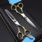 MKYOKO Professionelle 440c-Friseurschere mit goldenem Griff für den Friseur- oder Heimgebrauch (Farbe: Schneiden ohne Beutel) (Set 1 Beutel)