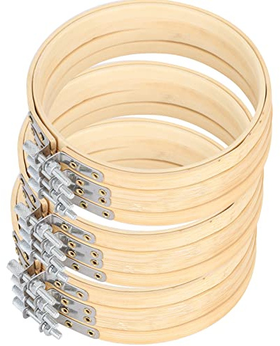 12 Stück Stickrahmen 13 cm runder Stickaramen Bambus Kreis Kreuzstich Hoop Ringe Einstellbar Kreuzstich Rahmen Hoop für Stickereien, Kunstwerke, DIY-Werkzeuge