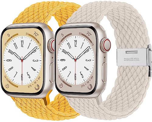 2 Trenzada Correa para Apple Watch 40mm 41mm 44mm 45mm Series 9 8 7 se 6 5 4 Ultra/249mm hombr/mujer,Solo Loop Deportiva de nylon extensible Pulsera Bracelet para iWatch serie 3 2 1 42mm 38mm Band