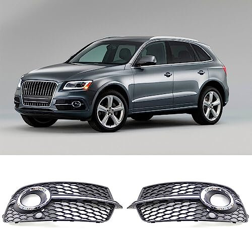 GSRECY Coppia di griglie per paraurti anteriore destro e sinistro, griglia di sfiato, compatibile con Audi Q5 S Line 2013-2017 (finiture cromate)