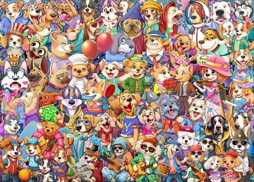 HUADADA Puzzles 1000 Pieces for Adults jigsaw puzzles for adults 1000 Piece Puzzle Educational Games-Unique Dogs,Creative