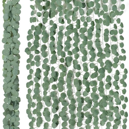 Dremisland 12 Stück Künstliche Eukalyptus Girlande 200cm Kunstpflanze Eukalyptus Frühlingsdeko Künstlich Pflanze Hängepflanzen Für Hochzeit Hintergrund Wand Dekor Blumenschmuck
