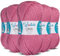 Wollidu Lina Wolle zum Stricken und Häkeln 500g 80% Polyacryl 20% Schafwolle Mulesing-frei Oeko-Tex 5x 100g/90m Häkelwolle/Strickwolle - Rosa