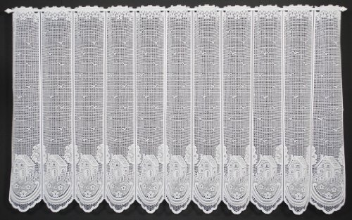Gardinen Kranzusch Scheibengardine Häuser 90x119 cm H/B Weiß Bistrogardine Vorhang Küche 1er Pack