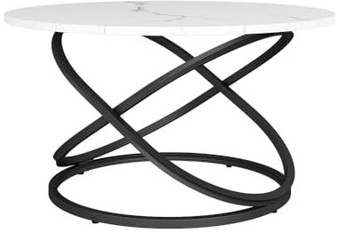 Vicco Table Basse Calgary, Blanc/Noir, 79.5 x 62 cm avec Grande Surface de Travail