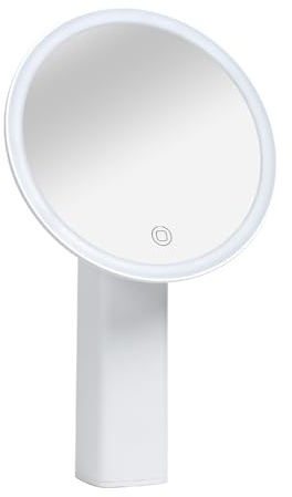 Bauer 62269 Round LED Light Make Up Mirror/Premium Wireless USB Rechargeable with Touch Screen and Adhesive Base / 3 Light Settings