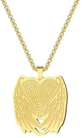 MYYCYCV Halskette Anhänger Fingerabdruck Engel Flügel Charm Anhänger Halskette Flügel gewickelt Fingerabdruck Anhänger Halskette Schmuck Geschenk