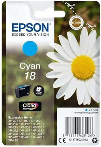 Epson 18 Cyan Daisy Genuine, Claria Home Ink Cartridge (Pack of 5)