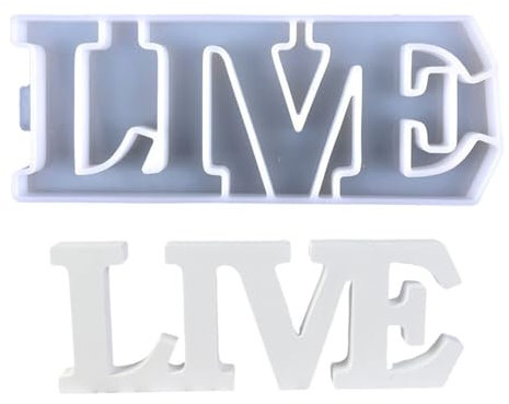 Uposao Buchstaben Resin Silikonform 3D LIVE Harz Gießen Formen Wiederverwendbare Gipsformen für DIY Handgefertigt Kerzenhalter Heimdekorationen