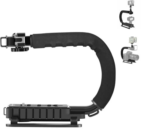 PULUZ Kit de stabilisateur universel en forme de U / C pour appareil photo reflex numérique avec tête de griffe, pince de téléphone, adaptateur de trépied, vis longue pour Canon et autres appareils
