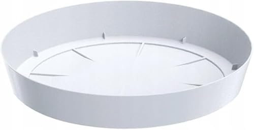 B2C Round Plastic Water Plant Pot Saucer Trays Grey White Anthracite Weather-Resistant 8 sizes 10-38cm (White, 38cm ⌀)