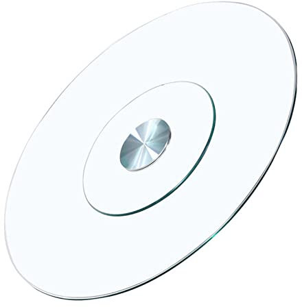 Lazy Susan Plateau tournant rond en verre trempé transparent robuste et antidérapant 80 cm