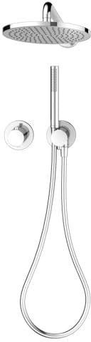 Keuco IXMO Unterputz-Duschsystem, verchromt, Duschset mit Thermostatarmatur, Hand- und Kopfbrause, runde Regendusche mit Armatur und Duschkopf