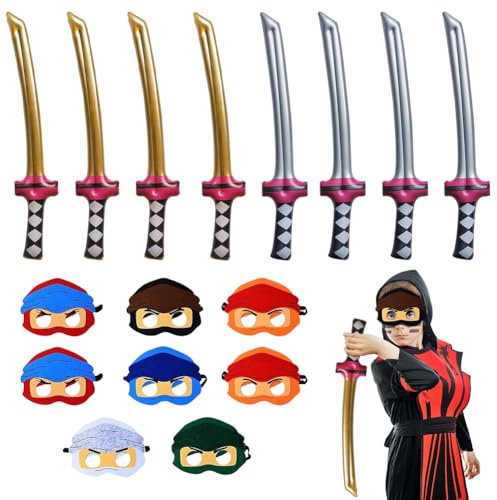 Ninja Aufblasbares Zubehör Spielzeug, 16 Stück ninjago masken Kindergeburtstag Mitgebsel, ninjago geburtstagsdeko, Ninja Party Mitgebsel Kindergeburtstag für Kinder Geschenke,Geburtstag,Party Deko