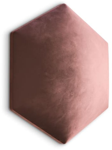 Muralo Velvet Wall Cushion, Hexagon Fabric Upholstered Panel Bedroom Living Room Bed Wall Cushion Bed Headboard Lumbar Cushion Modern Luxury Dusky Pink br.26,cm x height 30cm