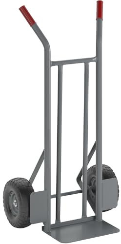 eurokraft | Stahl-Sackkarre | mit 2 senkechten Streben | Tragfähigkeit 150 kg | pannensichere Bereifung