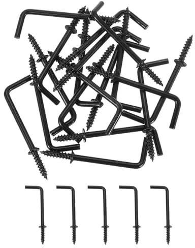 QUARKZMAN 40 Pcs Crochets en Forme de L, Crochets D'Angle Droit en Acier au Carbone de 1-1/2 Pouce, Petits Crochets à Vis en Forme de 7 pour Suspendre, Noir