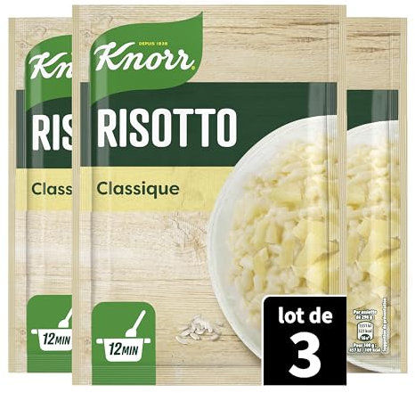 Knorr Risotto Le Classique - plat cuisiné en 12min - simple et rapide - riz 100% italien - lot de 3