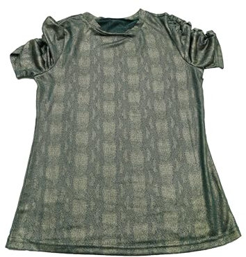 Allegra K T-Shirt décontracté Extensible à col Rond et Manches Bouffantes pour Femmes Vert Or L