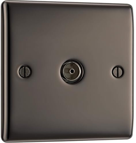 AMK® BG Black Nickel Co Axial Socket 1 Gang TV Aerial Connection with Euro Module Includes All Mounting Screws