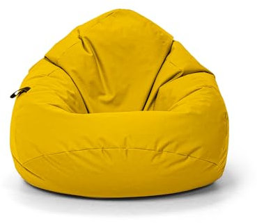 Nadimaideal Sitzsack Tropfenform Kastanie | Bodenkissen für Kinder & Erwachsene | Indoor & Outdoor | Gaming Sitzsack - Sitzkissen - Beanbag | Füllung EPS Perlen (Gelb, XXL-Durchmesser 88 cm)