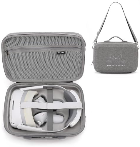 BeisDirect Funda de viaje para Pico 4 Ultra VR, funda rígida portátil para auriculares Pico4 Ultra VR y accesorios de controladores, funda protectora de transporte con correa para el hombro (gris)