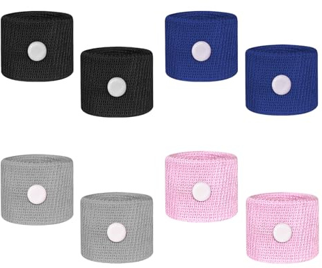DHWEKU Akupressur Armband,4 Paar Akupressurband Anti-Übelkeit Wristbands für Erwachsene und Kinder, Akupressur Armbänder für Schwangerschaftsübelkeit, Seekrankheit, Reiseübelkeit