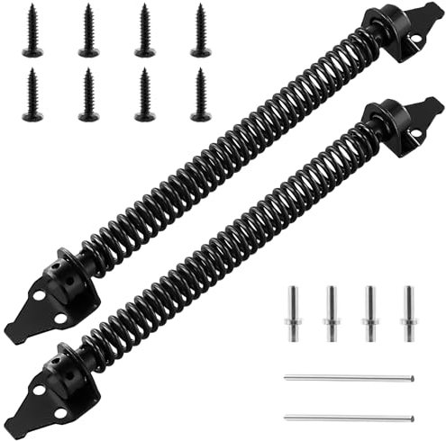 UNGFEI 2 Pcs 14 Inch Self Closing Gate Spring, Adjustable Garden Gate Door Closer Spring, Heavy Duty Gate Spring with Fittings, Metal Gate Spring Closer for Outdoor Wooden Gate Fence
